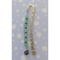 Marque-pages argenté fleur aventurine hématite 8 mm