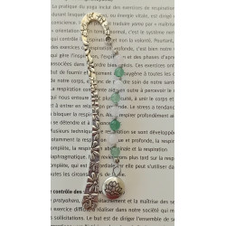 Marque-pages argenté lotus aventurine quartz rose 6 mm