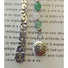 Marque-pages argenté lotus aventurine quartz rose 6 mm