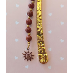 Marque pages jaspe rouge soleil doré 6 mm