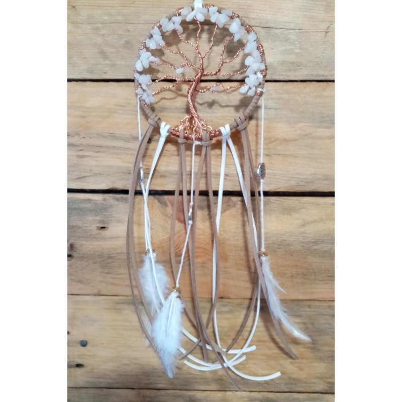 Suspension arbre de vie agate blanche