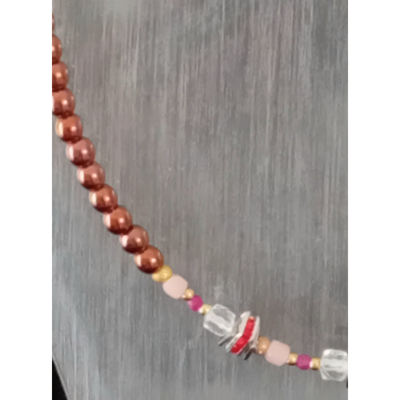 Ras de cou Élégance – Rubis, Opale rose & Cristal de roche