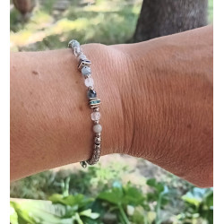 Bracelet- élégance aigue marine & cristal de roche