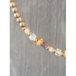 Ras de cou élégance – améthyste opale rose  & Cristal de roche
