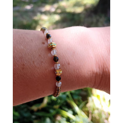 Bracelet élégance – obsidienne noire & Cristal de roche
