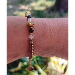 Bracelet élégance – obsidienne noire & Cristal de roche