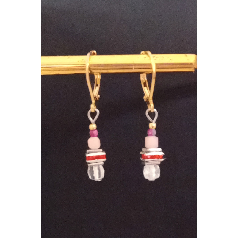 Boucles d'oreilles élégance Rubis strass rouge